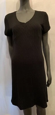 Cynthia Rowley Black A-Line Stretch Knit short Sleeve Fit & Flare A-Line Dress L - Imagem 1 de 4