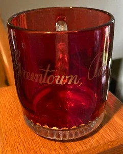 Greensburg Pa. Ruby Flashed Glass Souvenir Mug - Picture 1 of 6