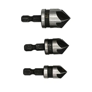 3Piece Hexadecimal Shank Countersink Drill Bit 5Flute Chamfer For Drilling - Picture 1 of 8