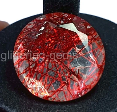 Red-Color Rutilated Quartz Natural Certified 122.15 Ct Round Cut Loose GemS DS25 - Image 1 of 4