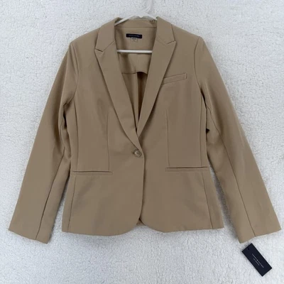 Tommy Hilfiger Blazer Mujer 10 Tostado Elástico Un Botón Forrado Chaqueta de Carrera Foto 1 de 4
