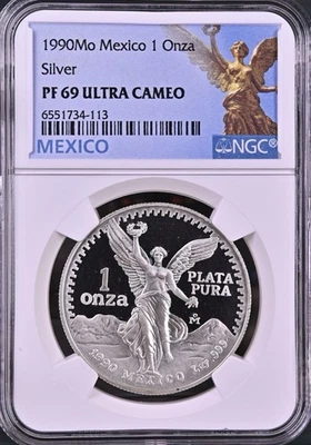 1990-Mexico-Proof Silver Libertad 1oz Silver Coin-NGC PF 69 Ultra Cameo - Image 1 of 2