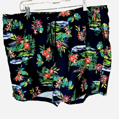 Lands' End XXL Swim Trunks  Tropical Hawaiian Print  Mesh Lined  Pockets - Image 1 of 4