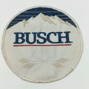 Busch beer 1980's vintage sew-on patch, 6 7/8" round, white/blue/red/gold - Picture 1 of 6