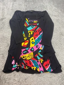 Eva Varro Top Damen XL Graffiti Geometrisch Lagenlook Drapiert Cardigan Kunstvolle Tunika - Bild 1 von 8