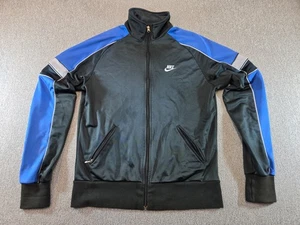 Nike Men’s Large Vintage Track Jacket Black & Blue Zip-Up Athletic Top - Picture 1 of 12