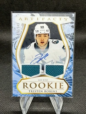 2023-24 Upper Deck Artifacts Tristen Robins Rookie Patch Auto /149 #191 Sharks - Image 1 of 3