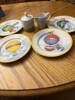 Williams Sonoma Montgolfiere Creamer And Sugar Bowl Set / 4 Salad Plates - Image 1 of 4