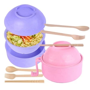 Microwave Ramen Cooker, Ramen Bowl Set of 2 Instant Noodles Bowl with Spoon C... - Picture 1 of 8