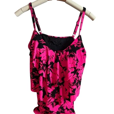 Tankini floral tropical rosa talla grande verde aguamarina para mujer - talla 0X - nuevo con etiquetas Foto 1 de 4
