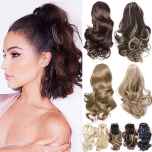 CLEARANCE Short Ponytail Hair Extensions Claw Clip In Pony Tail Hairpiece Wavy - Picture 1 of 26
