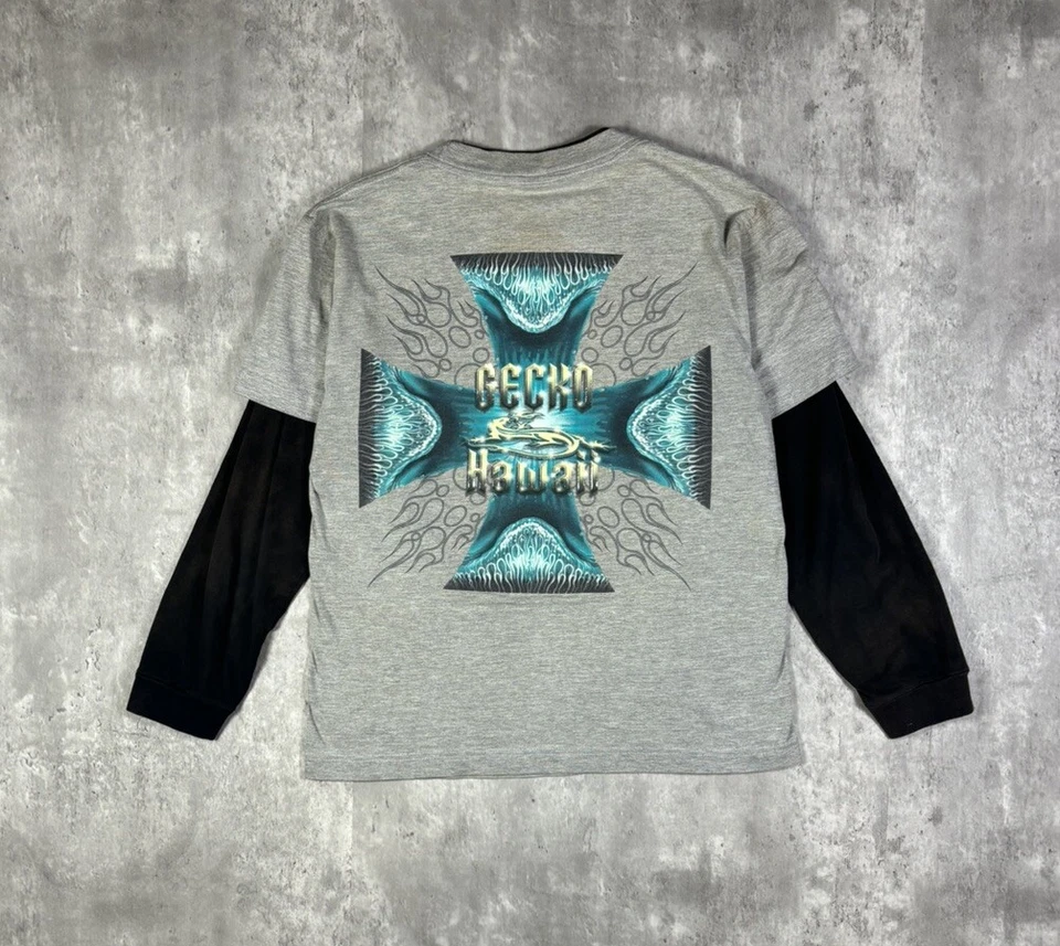 Camiseta De Colección Y2K Gecko Surf Manga Térmica Y2K Skate Talla Niños L Foto 1 de 4