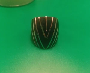 Chevron Wood And Silver Ring - Picture 1 of 14