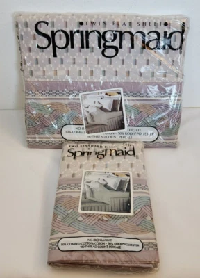Vintage Springmaid Twin Flat Sheet + 2 Standard Pillow Cases NEW no-iron - Image 1 of 4