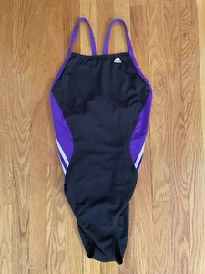 Adidas One Piece Swimsuit Women's Size Medium 40 Black Purple - Picture 1 of 4
