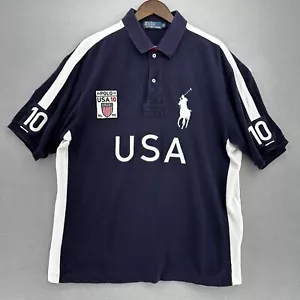 Polo Ralph Lauren USA 2010 camicia blu ricamata uomo XLT golf rugby preppy Y2K - Foto 1 di 10