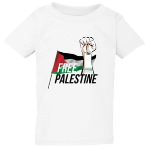 Free Palestine Political Freedom Flag White T-Shirt Tee Top Baby Kids Boy Girl - Picture 1 of 3