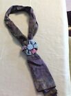 Repurposed Recycled Scarf Handmade Men's Tie Brooch Purples Blues One of a Kind