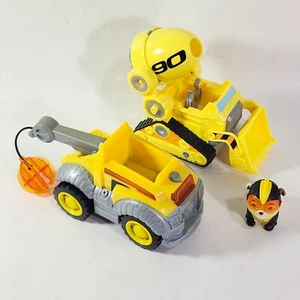 Paw Patrol Rubble Figure Super Mighty Pup Vehicle Bulldozer Cement Mixer 3pc Lot - Picture 1 of 14