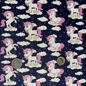 Unicorn Print Cotton Poplin Fabric for Children's Clothing Crafting Quilting UK - Picture 1 of 12