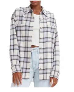 Levi’s Silver Tab Women’s Button Down Plaid Flannel Oversized Shirt Sz M NWT - Picture 1 of 12