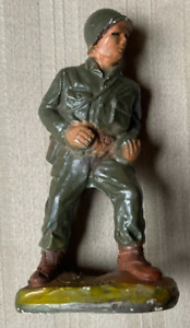 Vintage 1950 JH Miller WWII Chalkware Army Soldier Advancing Figurine - ML13