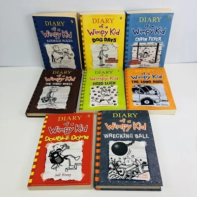 Diary Of A Wimpy Kid Books x 8 Lot By Jeff Kinney Hard Luck Dog Days Mixed HC PB - Image 1 of 4