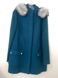 Talbots Green Wool Faux Fur Hooded Classic Parka Winter Outerwear Coat Jacket 16 - Picture 1 of 7