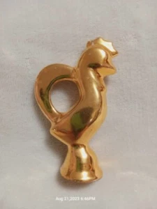 Vintage Pair Faux Gold Rooster Salt & Pepper Shakers - Picture 1 of 6