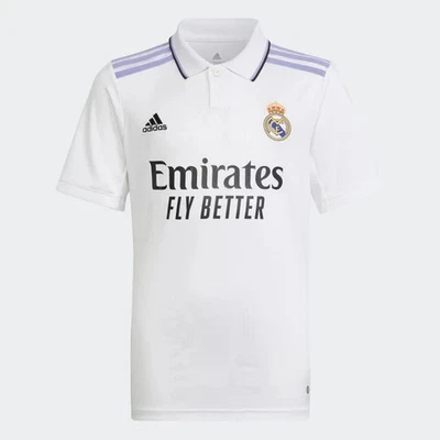 Camiseta Adidas Real Madrid 2022/23 local juvenil grande blanca/púrpura HA2654 Foto 1 de 4