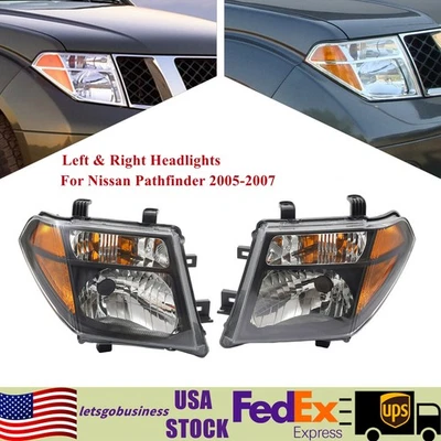 For 2005-2007 Nissan Pathfinder Left & Right Headlights Headlamps Pair Halogen - Imagem 1 de 4