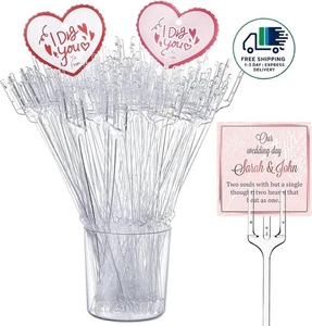 50 soportes para tarjetas florales de plástico de 12,2 pulgadas con cabeza - Picture 1 of 7