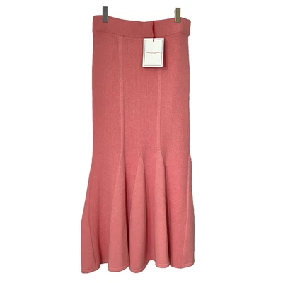 Falda Carolina Herrera Midi Talla M Acanalada Trenzada Melón Tejido Godet Viscosa Rosa Foto 1 de 4