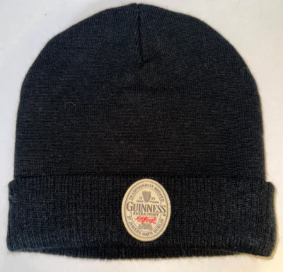 Nuevo sin etiquetas Guinness Stout gorro negro sólido con parche Foto 1 de 4