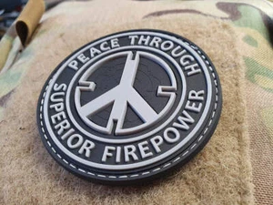 Patch Pace, "PEACE THROUGH SUPERIOR FIREPOWER", swat, toppa in gomma 3D - Foto 1 di 5