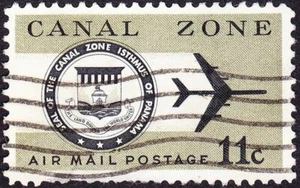 Canal Zone - 1971 - 11 Cents Olive & Black Canal Zone Seal & Plane # C49 F-VF - Picture 1 of 1