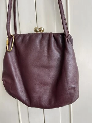 Antiga CABIN CREEK Borgonha Couro de Cordeiro Espelho Bolsa de Mão Fechamento BOM! - Imagem 1 de 4