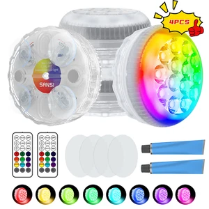 4x Underwater Submersible RGB LED Night Light Swimming Pool Fountain + Remote - Picture 1 of 15