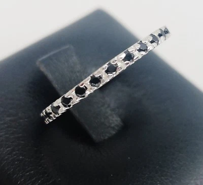 ANELLO DONNA ARGENTO VERETTA FEDINA ZIRCONI T DIAMANTE NERO REGALO FIDANZAMENTO - Immagine 1 di 3