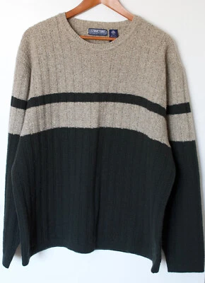 Structure Mens 100% Lambswool Sweater Size XL Green Long Sleeve Pure New Wool - Image 1 of 4