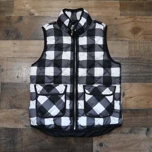 Woolrich Womans Medium Black & White Check Down Filled Quilted Puffer Vest - Picture 1 of 7