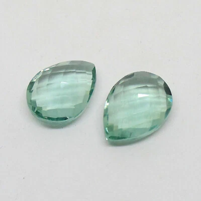 Aquamarine Pear Briolette Gemstone 13x18 mm 21.70 Ct 2 Pcs Loose Gemstone - Image 1 of 2