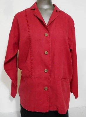 Chaqueta Chico's Mujer Talla 0 Diseño Rojo Lino Frontal Cuatro Botones Tranquila Lujo Foto 1 de 4
