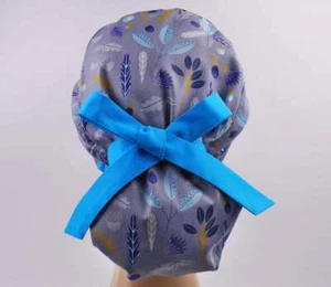 Scrub hat, nurse scrub cap, womens surgical hat, acorns ponytail scrub cap  - Picture 1 of 3