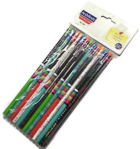 Art Minds Pencils 24 Pcs No. 2 HB Colorful Erasers Unsharpened NEW - Picture 1 of 5