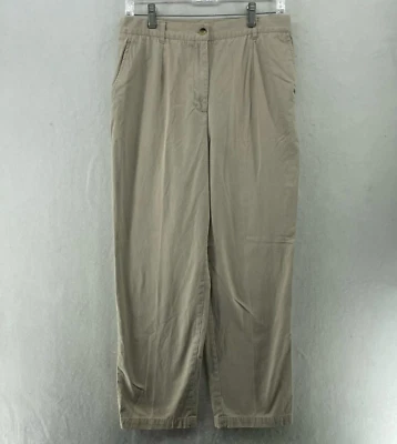 Pantalones para mujer Appleseed's talla 12 caqui tiro alto rectos calce relajado plisado delantero Foto 1 de 4