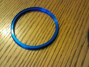 Blue Aluminum Gauge Bezel 3 Inch 3" ID 3 1/2" OD NOS Boat Hot Rod Speedo Gasket - Picture 1 of 4