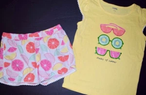 EUC GYMBOREE GIRLS FRUIT PUNCH SHADES OF SUMMER YELLOW SHIRT CITRUS SHORTS SZ 7 - Picture 1 of 4