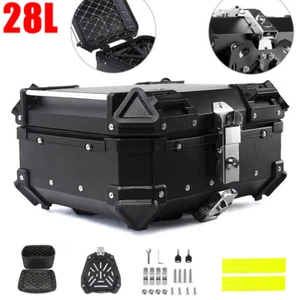 28L Motorcycle Rear Top Box Aluminium Motorbike Tail Carrier Luggage Tool Case - Picture 1 of 7