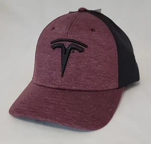 Gorra de béisbol Tesla granate y negra malla trasera ajustable sombrero de camionero - Imagen 1 de 4